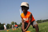 Boy during Sportball volleyball class.